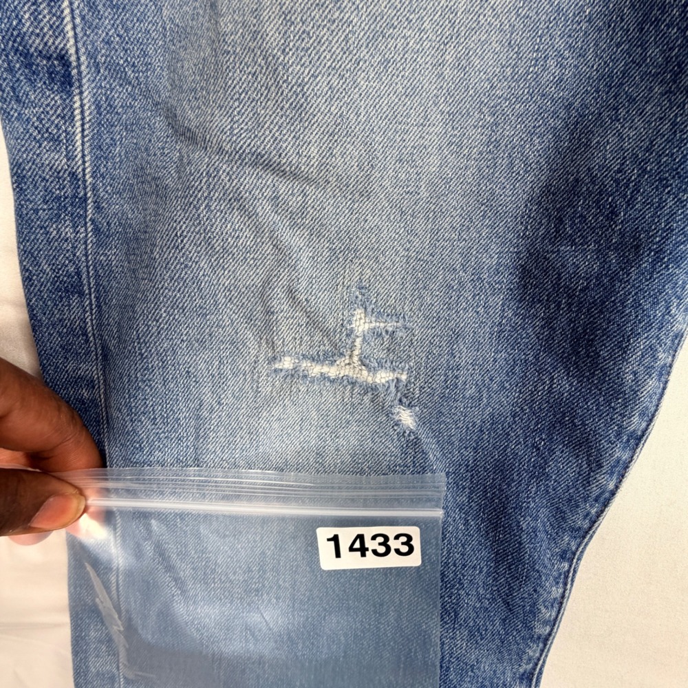 Madewell Straight Leg Jeans 29 Blue Raw Hem Cuffed DM8771 - Picture 10 of 10